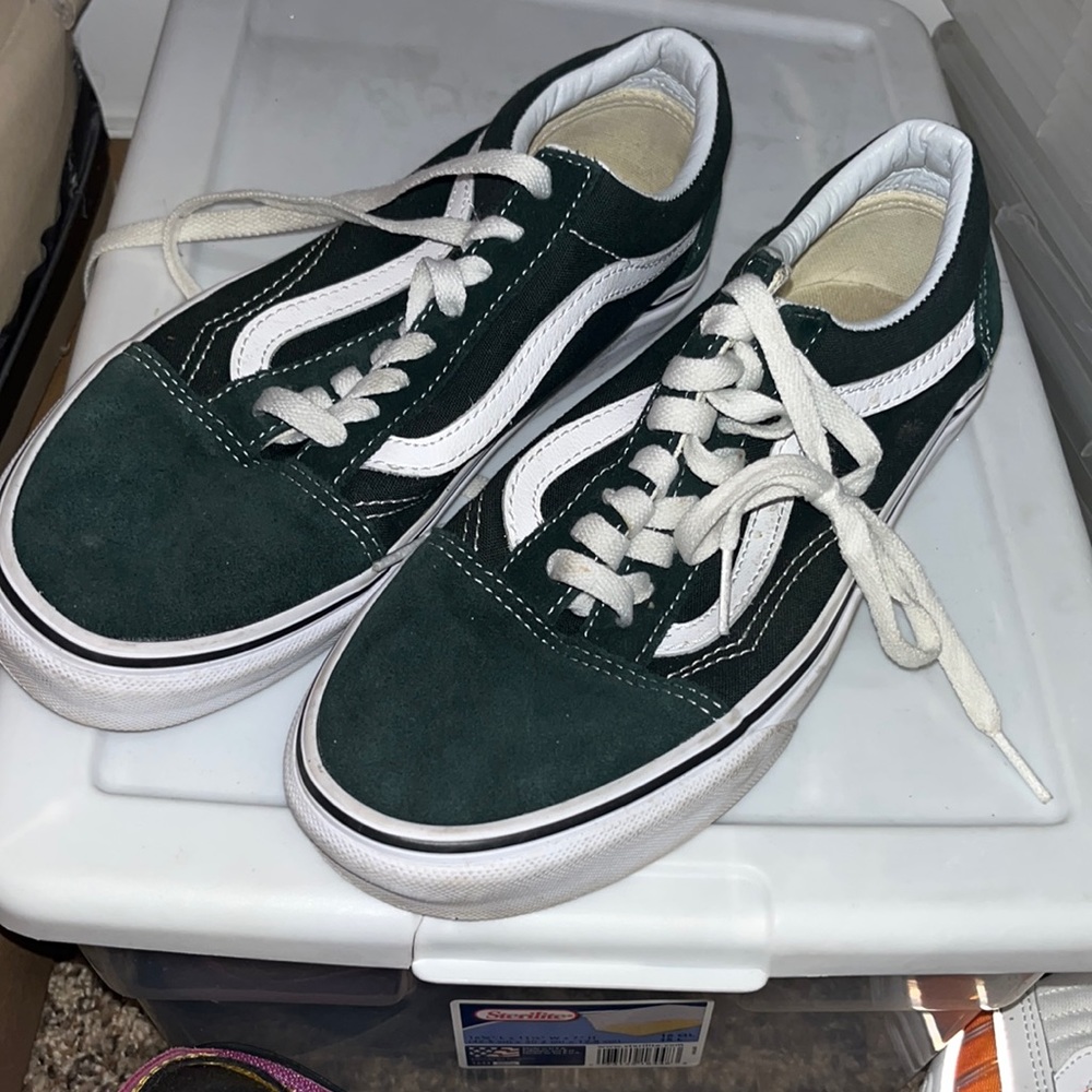 Green and white Vans in good condition